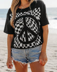 Checker Peace Sign Graphic T-Shirt
