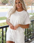 Rylie Textured Patched Pocket Drawstring Shorts Set