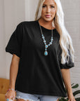 Ayra Loose Half Sleeve Hi Low Hem Top