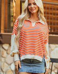 Colorblock Collared Drop Shoulder Sweatshirt