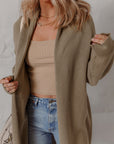 Solid Textured Knit Open-Front Sweater Cardigan