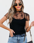 Ensley Sheer Mesh Short Sleeve Blouse