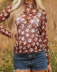 Alexandra Mesh Star Sheath Long Sleeve Top