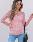 Amanda Floral Lace Sheer Long Sleeve Top