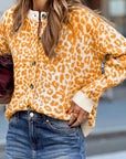 Leopard Drop Shoulder Chunky Cardigan Sweater
