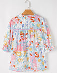 Solana Boho Flower Half Puff Sleeve Blouse