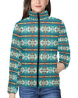 Teal Aztec Women's Puffy Bomber Jacket