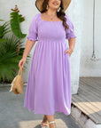 Marley Plus Size Swiss Dot Smocked Dress