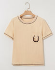 Horseshoe Embroidered Patch Pocket Tee