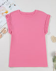Anika Braided Cap Sleeve Crew Neck Top