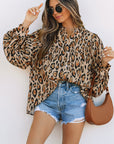Leopard Balloon Sleeve Button-Up Shirt
