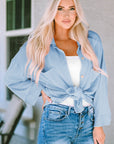 Amanda Roll Tab Sleeve Ribbed Cording Shacket