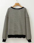 Angie Stripe Loose Drop Shoulder Long Sleeve Top