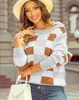 Liliana Checkered Ribbed Sweater