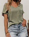 Corded Short Sleeve V-Neck Top