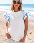 Vienna Embroidered Ruffled Sleeve Blouse