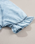 Kimber Ruffled Short Sleeve Buttoned Denim Dress