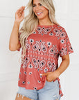 Scout Paisley Side Slits Crew Neck T Shirt