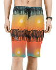 Sunset Cattle Ranch Men's Beach Board Shorts