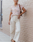 Lilian Floral Mandarin Collar Top