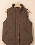 Quilted Zip-Up Snap Button Pocketed Vest