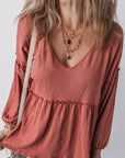 Rowan Textured Frilled Trim Puff Sleeve Blouse