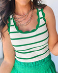 Stripe Scalloped Edge Sweater Tank