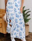 Salma Boho Floral High Waist Ruffle Split Maxi Skirt