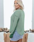 Stripe Thermal Knit Drop Shoulder Top
