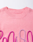 Maxine Mom Tinsel Front Short Sleeve Sweater