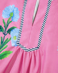 Floral Split Neck Mini Dress