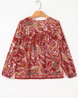 Quinn Paisley Tassel Tie Puff Sleeve Boho Blouse