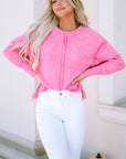 Rory Exposed Seamed High Low Raw Edge Sweatshirt
