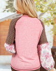 Elena Raglan Sleeve Ribbed Knit Patchwork Blouse