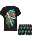 Indian Headdress Women's Western Short and Top Pajama Set
