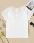 Novah Lace Crochet Textured Button Back Top