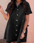Denim Frilled Short Sleeve Dress