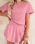 Cropped Tee and Ruffle High Waist Skort Set