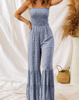 Indie Smocked Bodice Wide Leg Floral Jumpsuit