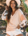 Alora Palm Leaves Polka Dot Loose Blouse