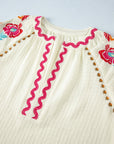 August Floral Embroidered Puff Sleeve Blouse
