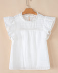 Alondra Lace Flutter Sleeve Eyelets Blouse