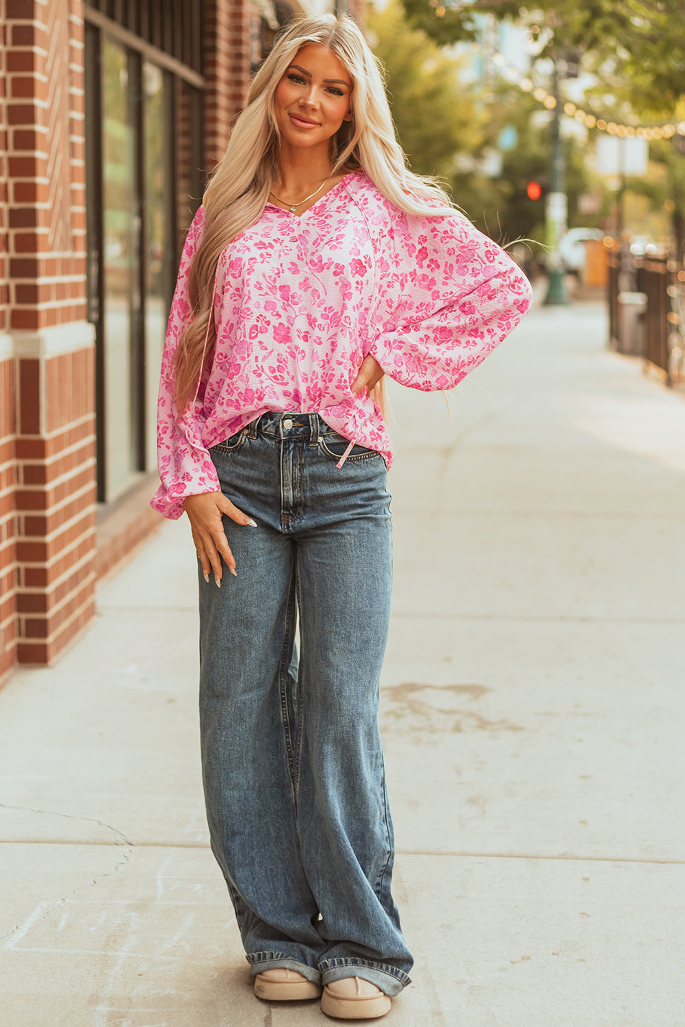 Adalyn Floral Puff Sleeve Lightweight Blouse