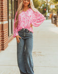 Adalyn Floral Puff Sleeve Lightweight Blouse