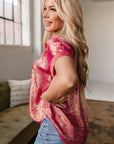 Amoura Metallic Sheen Buttoned Top