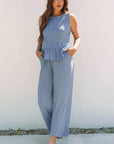 Teresa Ribbed Ruffle Tank Top and Pants Set