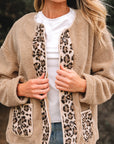Leopard Plush Pocketed Jacket