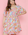 Lea Puff Sleeve Square Neck Plus Babydoll Dress