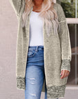 Plaid Textured Knitted Open Front Cardigan