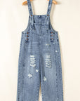 Baylor Distressed Bib Pocket Wide Leg Denim Overall